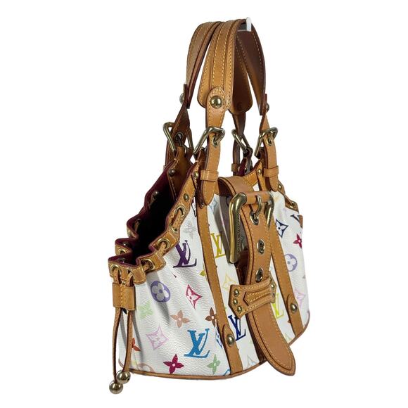 Louis Vuitton 2004 Takashi Murakami Blanc Multicolor Monogram Theda PM Handbag - Picture 4 of 10